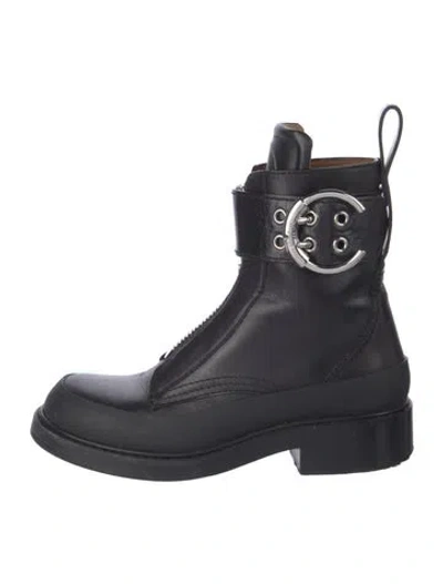 Pre-owned Chloé Leather Combat Boots In Black