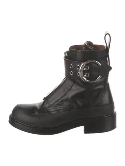 Pre-owned Chloé Leather Combat Boots In Black