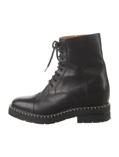 Pre-owned Chloé Leather Combat Boots In Black