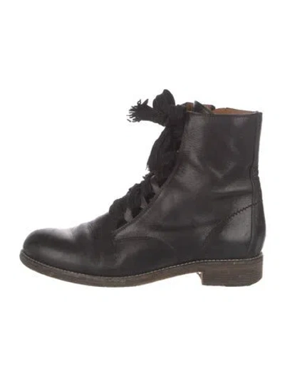 Pre-owned Chloé Leather Combat Boots In Black