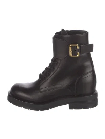 Pre-owned Chloé Leather Combat Boots In Black