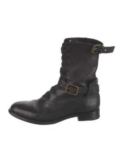 Pre-owned Chloé Leather Combat Boots In Black