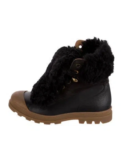 Pre-owned Chloé Leather Combat Boots In Black