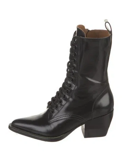 Pre-owned Chloé Leather Combat Boots In Black
