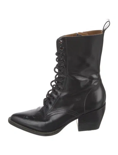 Pre-owned Chloé Leather Combat Boots In Black