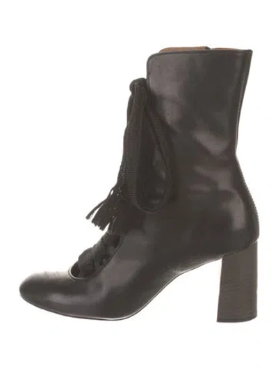 Pre-owned Chloé Leather Combat Boots In Black