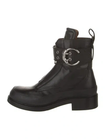 Pre-owned Chloé Leather Combat Boots In Black