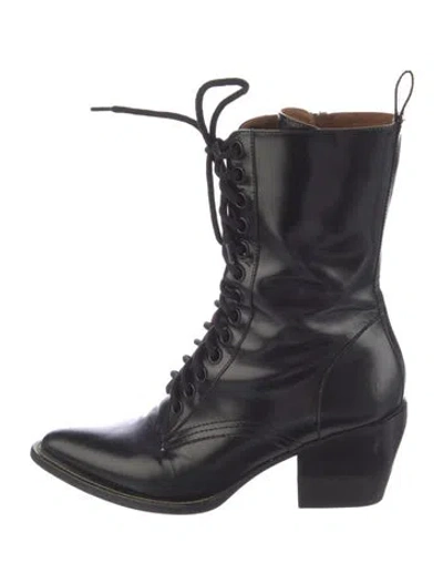 Pre-owned Chloé Leather Combat Boots In Black