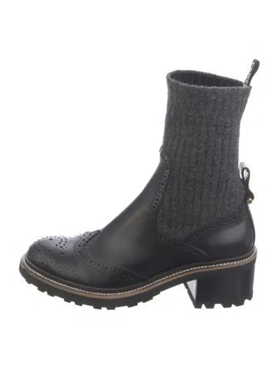 Pre-owned Chloé Leather Combat Boots In Blue