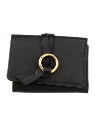 Pre-owned Chloé Leather Compact Wallet In Black