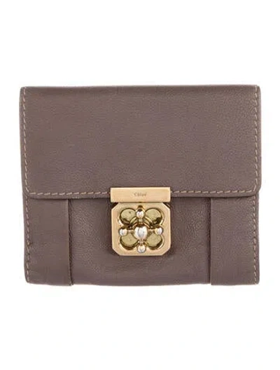 Pre-owned Chloé Leather Compact Wallet In Brown