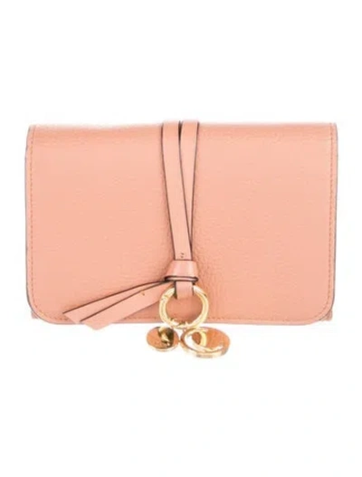 Pre-owned Chloé Leather Compact Wallet In Neutral
