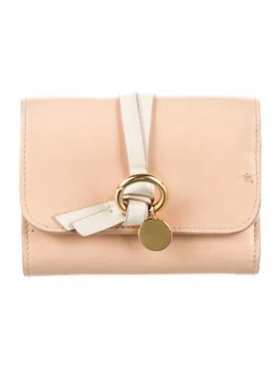 Pre-owned Chloé Leather Compact Wallet In Neutral