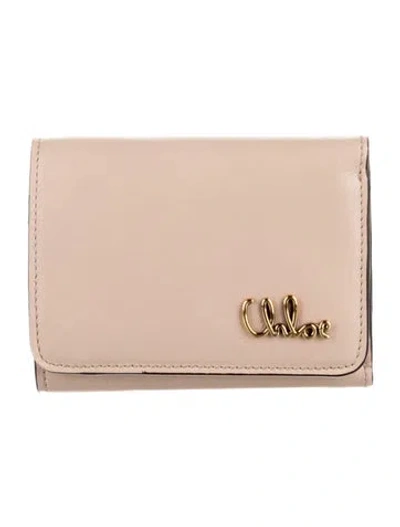Pre-owned Chloé Leather Compact Wallet In Neutrals