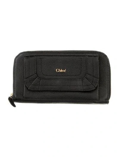 Pre-owned Chloé Leather Continental Wallet In Black