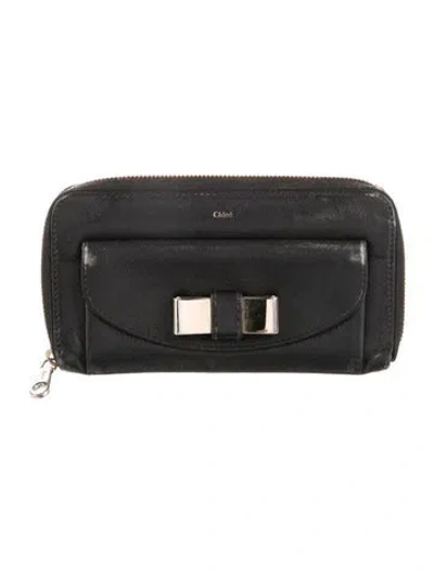Pre-owned Chloé Leather Continental Wallet In Black