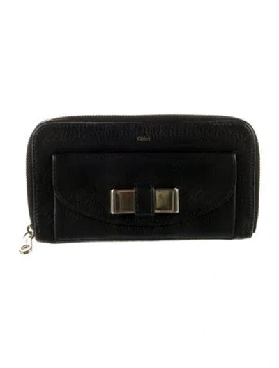 Pre-owned Chloé Leather Continental Wallet In Black
