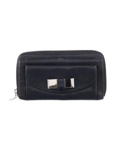 Pre-owned Chloé Leather Continental Wallet In Black