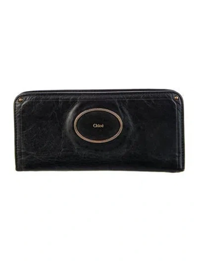 Pre-owned Chloé Leather Continental Wallet In Black
