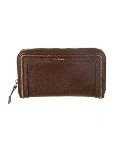 Pre-owned Chloé Leather Continental Wallet In Brown