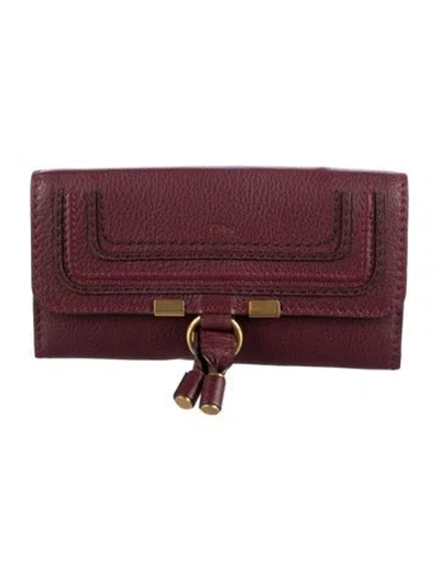 Pre-owned Chloé Leather Continental Wallet In Burgundy