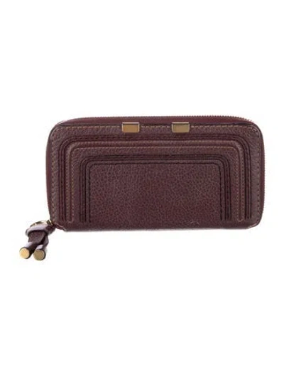 Pre-owned Chloé Leather Continental Wallet In Burgundy