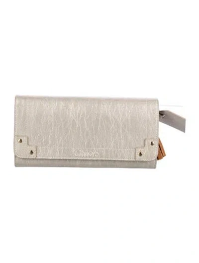 Pre-owned Chloé Leather Continental Wallet In Gray