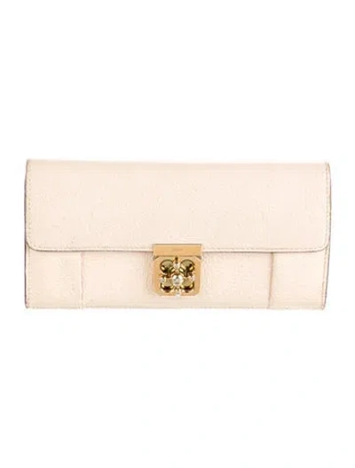 Pre-owned Chloé Leather Continental Wallet In Neutral