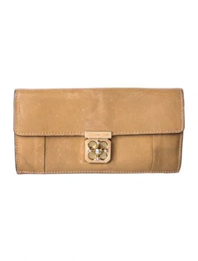 Pre-owned Chloé Leather Continental Wallet In Neutral