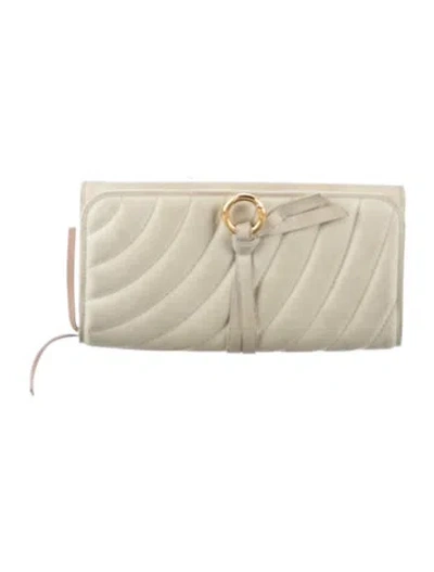 Pre-owned Chloé Leather Continental Wallet In Neutral