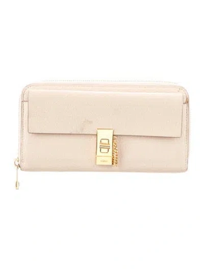 Pre-owned Chloé Leather Continental Wallet In Neutrals