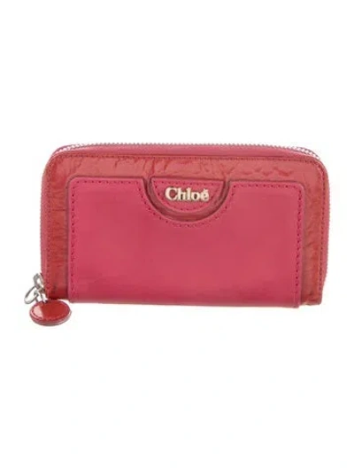 Pre-owned Chloé Leather Continental Wallet In Pink