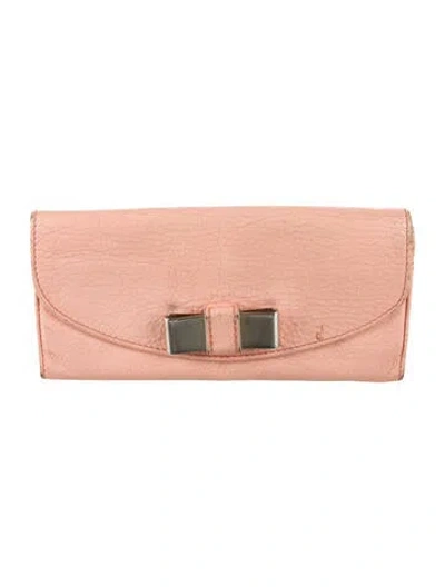 Pre-owned Chloé Leather Continental Wallet In Pink
