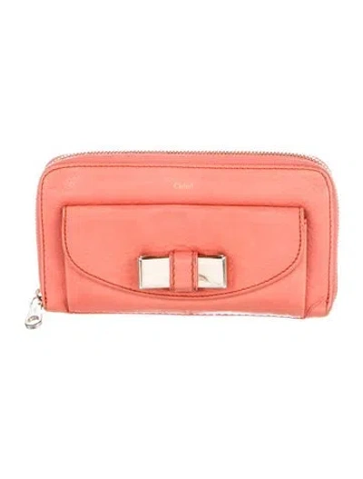 Pre-owned Chloé Leather Continental Wallet In Pink