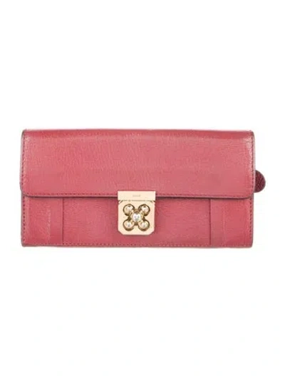 Pre-owned Chloé Leather Continental Wallet In Red