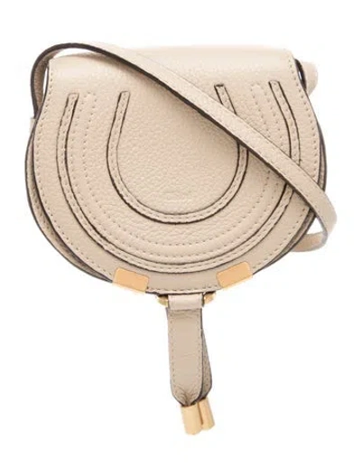 Pre-owned Chloé Leather Crossbody Bag Micro In Neutral