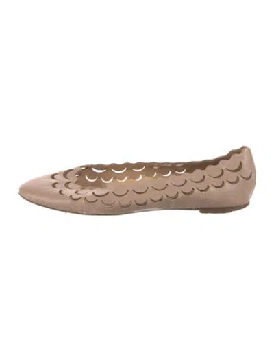 Pre-owned Chloé Leather Cutout Accent Ballet Flats In Pink