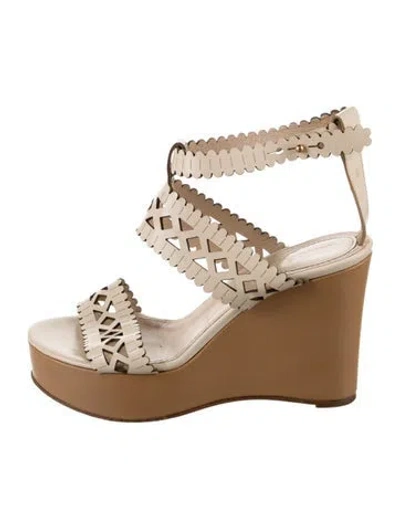 Pre-owned Chloé Leather Cutout Accent Pumps In Neutral