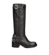 Chloé New Bikers Buckled Textured-leather Boots In Black