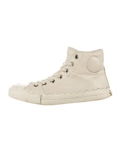 Pre-owned Chloé Leather Distressed Accents Sneakers In Neutral