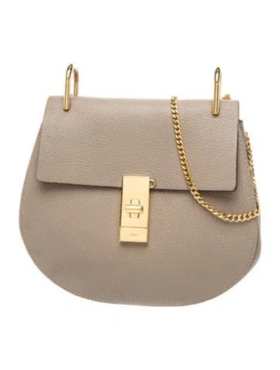 Pre-owned Chloé Leather Drew Small In Gray