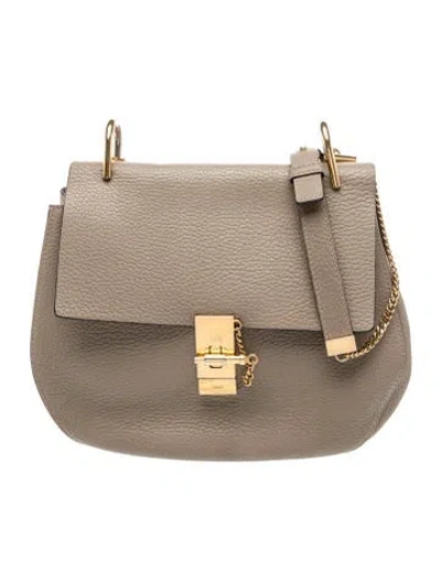 Pre-owned Chloé Leather Drew Small In Gray