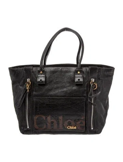Pre-owned Chloé Leather Eclipse Tote In Black