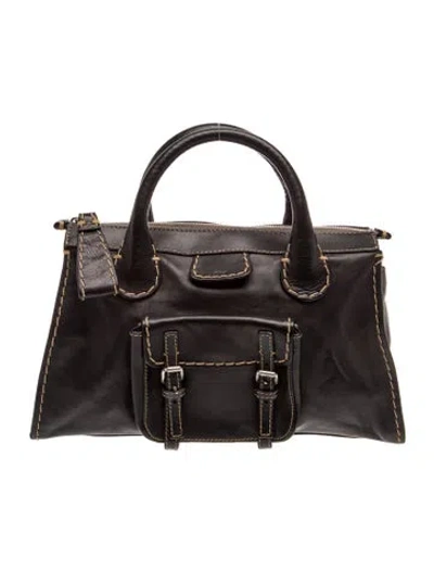 Pre-owned Chloé Leather Edith Satchel Bag In Black