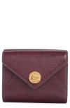 Chloé Leather Envelope Trifold Wallet In Burgundy