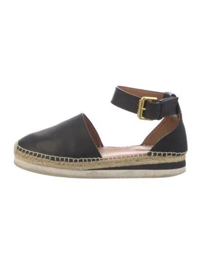 Pre-owned Chloé Leather Espadrilles In Black