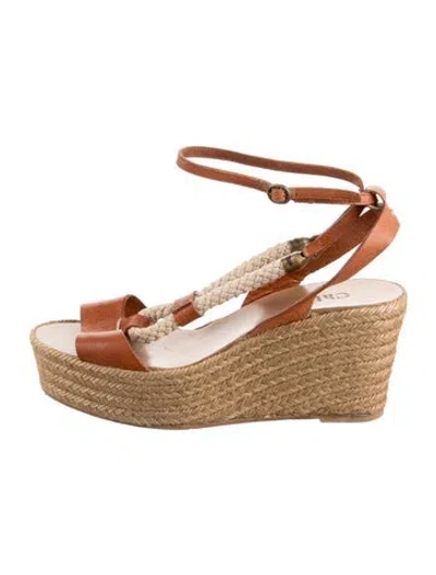 Pre-owned Chloé Leather Espadrilles In Black