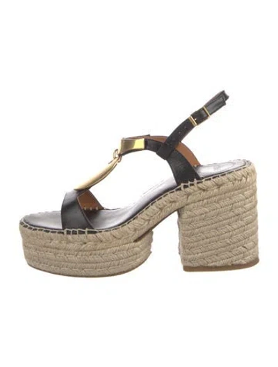 Pre-owned Chloé Leather Espadrilles In Black