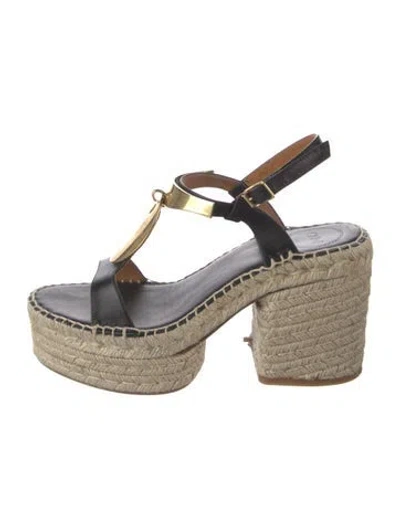 Pre-owned Chloé Leather Espadrilles In Black