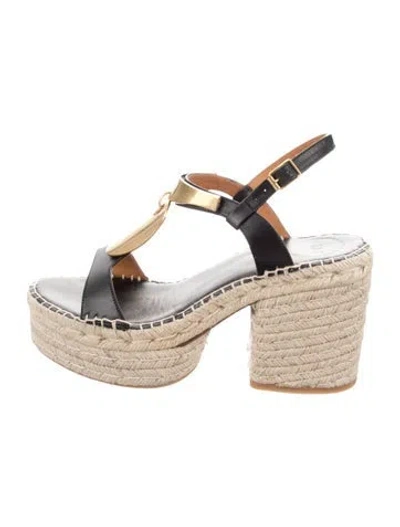 Pre-owned Chloé Leather Espadrilles In Black